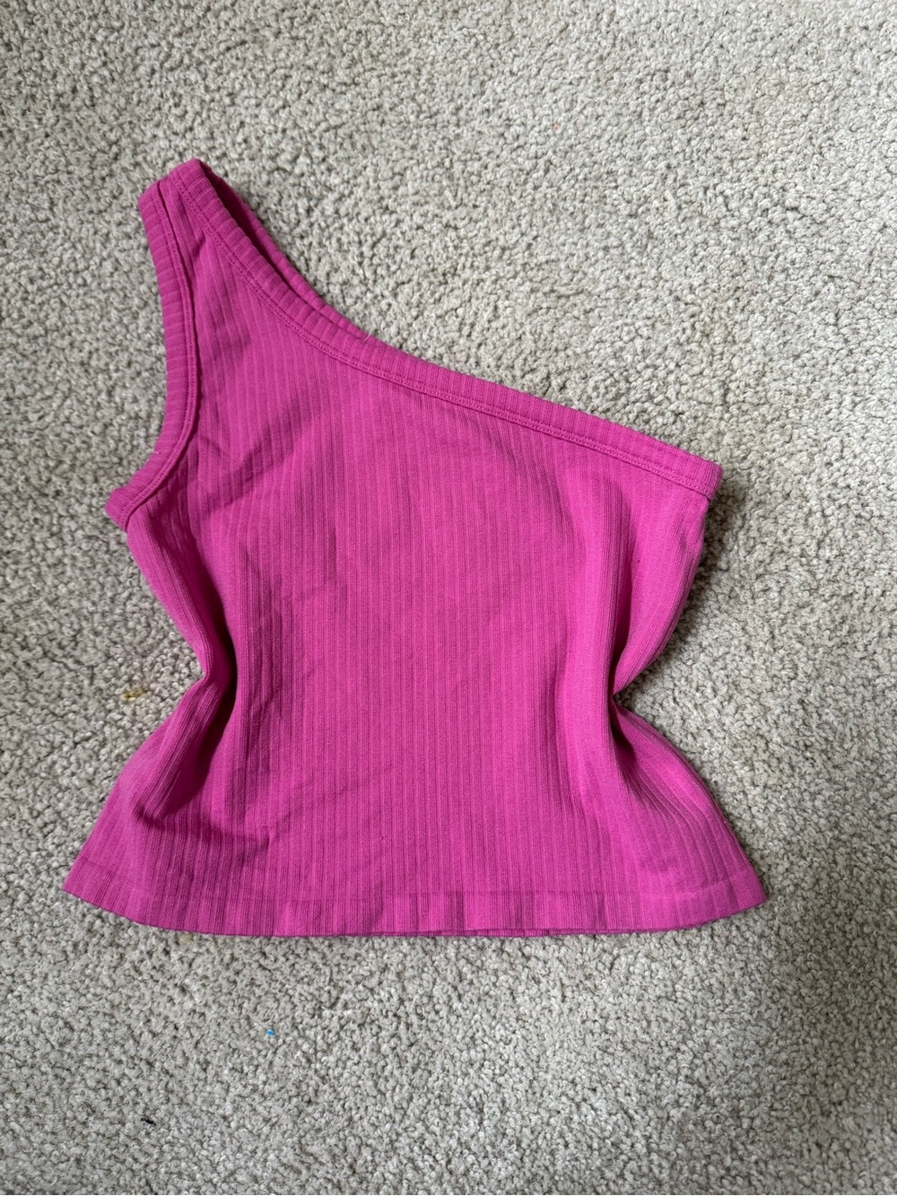 Tilly's One-Shoulder Ribbed Tank Top - Fuchsia y2k sexy